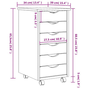 vidaXL Rolling Cabinet with Drawers MOSS Black Solid Wood Pine