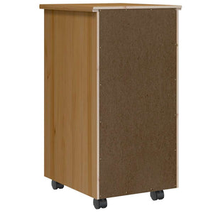 vidaXL Rolling Cabinet with Drawers MOSS Honey Brown Solid Wood Pine