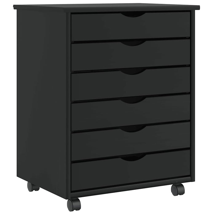 vidaXL Rolling Cabinet with Drawers MOSS Black Solid Wood Pine