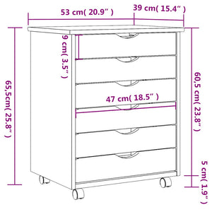 vidaXL Rolling Cabinet with Drawers MOSS Honey Brown Solid Wood Pine