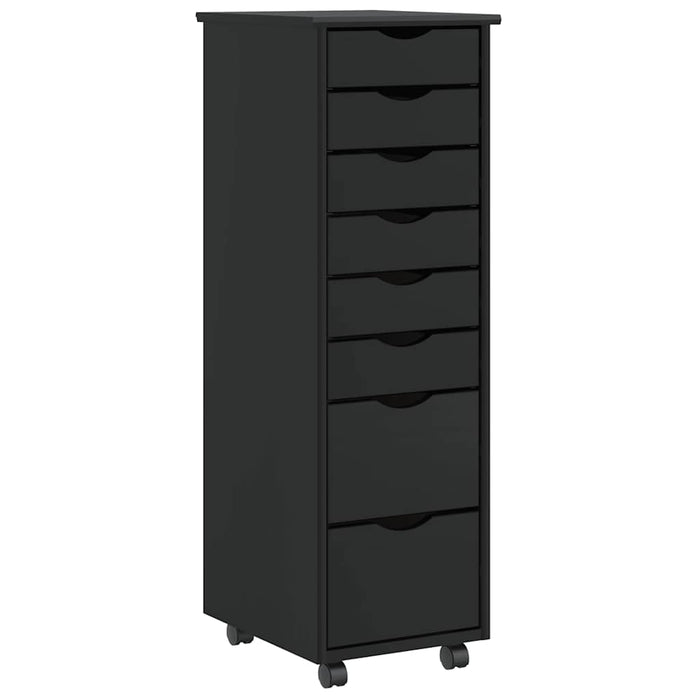 vidaXL Rolling Cabinet with Drawers MOSS Black Solid Wood Pine