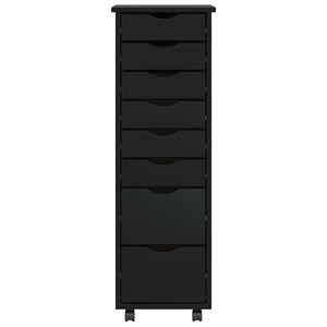 vidaXL Rolling Cabinet with Drawers MOSS Black Solid Wood Pine