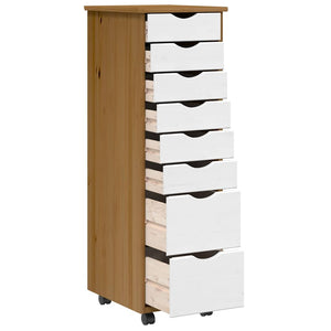 vidaXL Rolling Cabinet with Drawers MOSS Honey Brown Solid Wood Pine