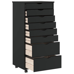 vidaXL Rolling Cabinet with Drawers MOSS Black Solid Wood Pine