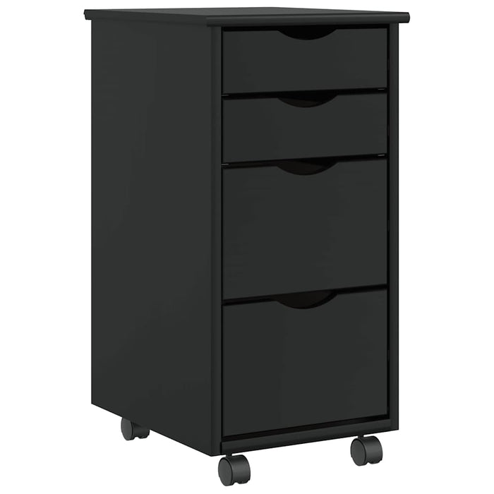 vidaXL Rolling Cabinet with Drawers MOSS Black Solid Wood Pine