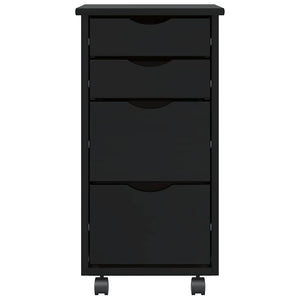 vidaXL Rolling Cabinet with Drawers MOSS Black Solid Wood Pine