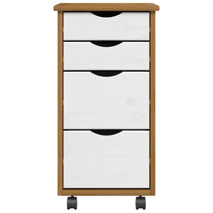 vidaXL Rolling Cabinet with Drawers MOSS Honey Brown Solid Wood Pine