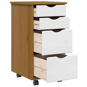 vidaXL Rolling Cabinet with Drawers MOSS Honey Brown Solid Wood Pine