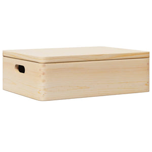 vidaXL Wooden Box with Lid and Handles 40x30x13 cm Solid Wood Pine