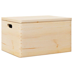 vidaXL Wooden Box with Lid and Handles 40x30x23 cm Solid Wood Pine