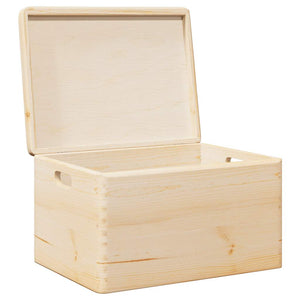 vidaXL Wooden Box with Lid and Handles 40x30x23 cm Solid Wood Pine