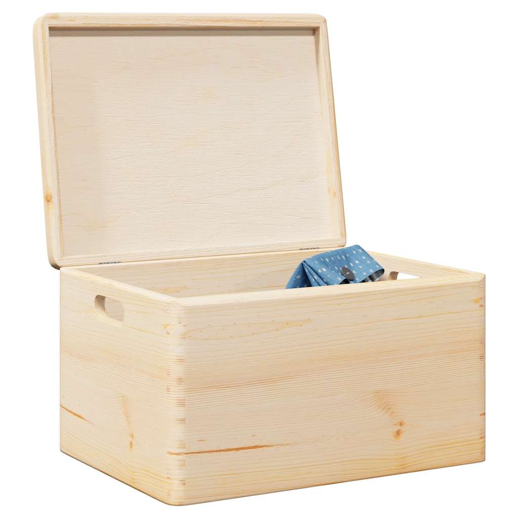 vidaXL Wooden Box with Lid and Handles 40x30x23 cm Solid Wood Pine