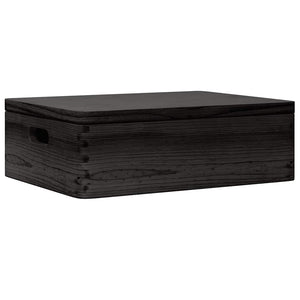 vidaXL Wooden Box with Lid and Handles Black 40x30x13cm Solid Wood Pine