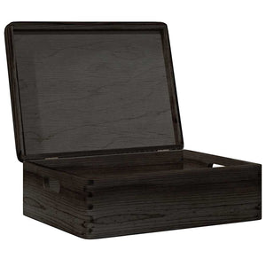 vidaXL Wooden Box with Lid and Handles Black 40x30x13cm Solid Wood Pine