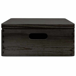 vidaXL Wooden Box with Lid and Handles Black 40x30x13cm Solid Wood Pine