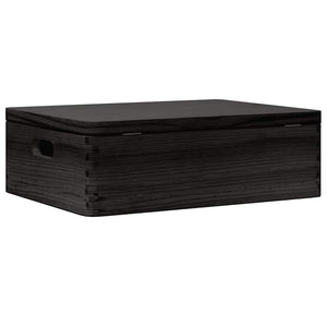 vidaXL Wooden Box with Lid and Handles Black 40x30x13cm Solid Wood Pine