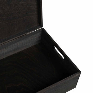 vidaXL Wooden Box with Lid and Handles Black 40x30x13cm Solid Wood Pine