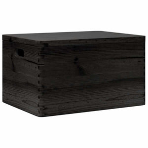 vidaXL Wooden Box with Lid and Handles Black 40x30x23cm Solid Wood Pine