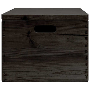 vidaXL Wooden Box with Lid and Handles Black 40x30x23cm Solid Wood Pine