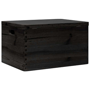 vidaXL Wooden Box with Lid and Handles Black 40x30x23cm Solid Wood Pine