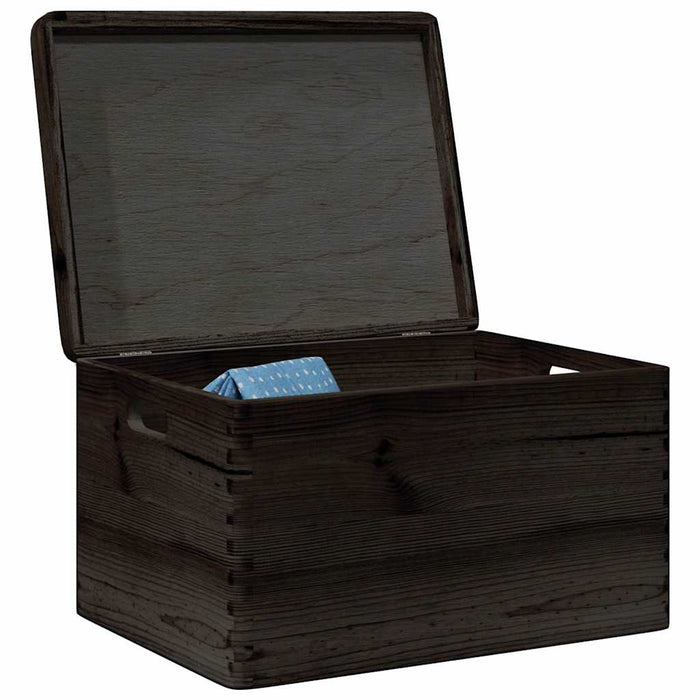 vidaXL Wooden Box with Lid and Handles Black 40x30x23cm Solid Wood Pine