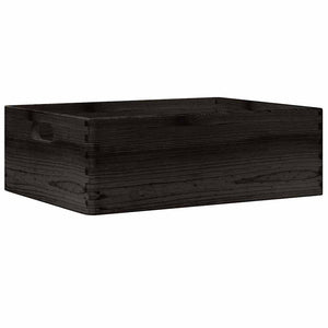 vidaXL Wooden Box with Handles Black 40x30x13 cm Solid Wood Pine