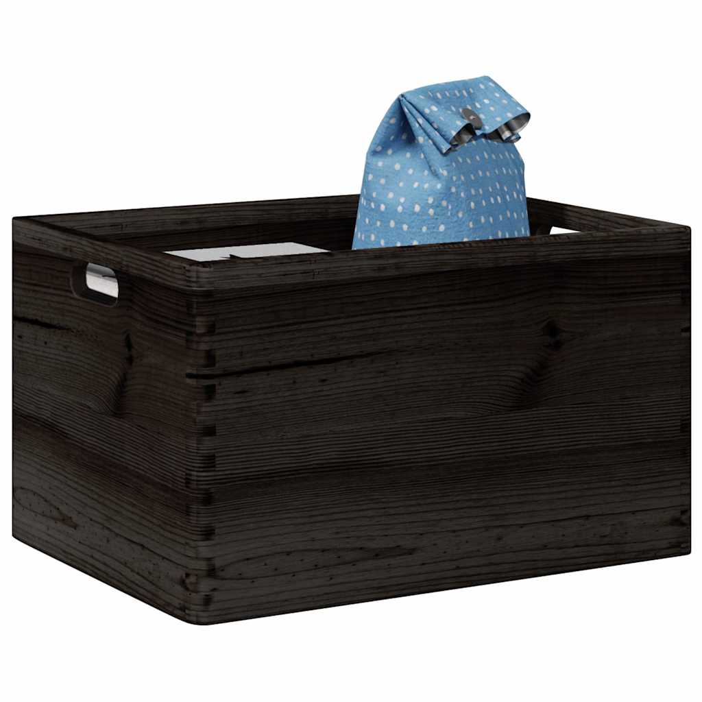 vidaXL Wooden Box with Handles Black 40x30x23 cm Solid Wood Pine