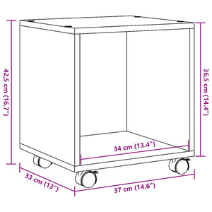 vidaXL Rolling Cabinet Sonoma Oak 37x33x42.5 cm Engineered Wood