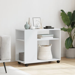 vidaXL Side Table with Wheels White 70x35x60 cm Engineered Wood