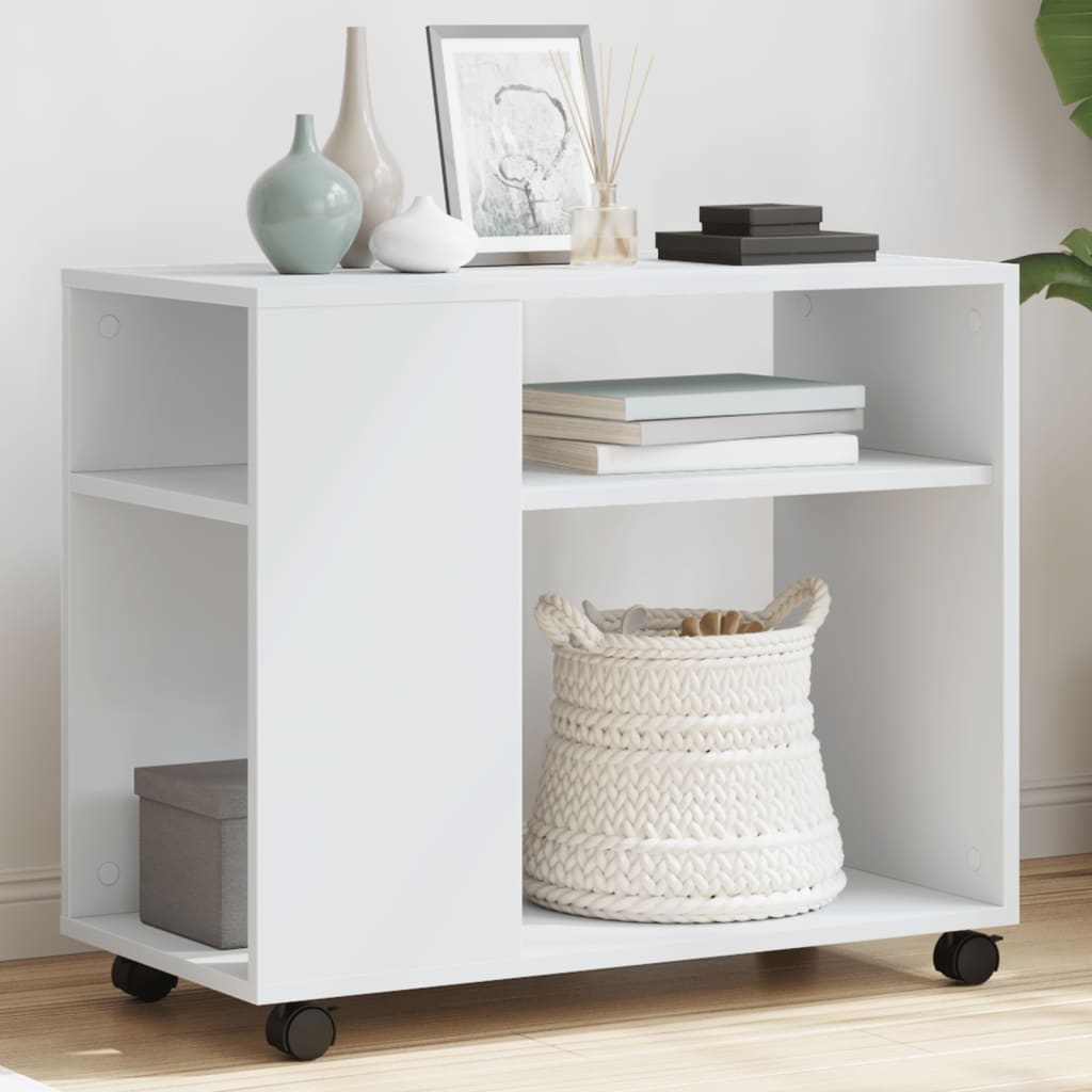 vidaXL Side Table with Wheels White 70x35x60 cm Engineered Wood