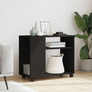 vidaXL Side Table with Wheels Black 70x35x60 cm Engineered Wood