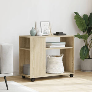 vidaXL Side Table with Wheels Sonoma Oak 70x35x60 cm Engineered Wood