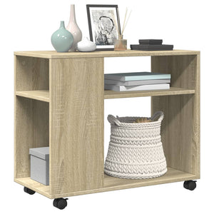 vidaXL Side Table with Wheels Sonoma Oak 70x35x60 cm Engineered Wood