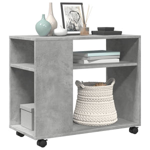 vidaXL Side Table with Wheels Concrete Grey 70x35x60 cm Engineered Wood