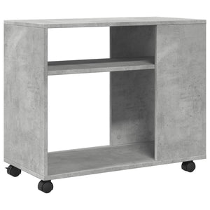 vidaXL Side Table with Wheels Concrete Grey 70x35x60 cm Engineered Wood