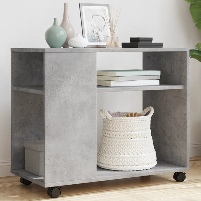 vidaXL Side Table with Wheels Concrete Grey 70x35x60 cm Engineered Wood