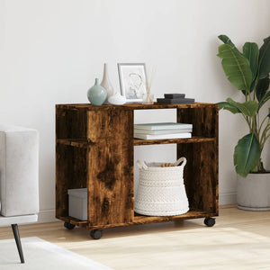 vidaXL Side Table with Wheels Smoked Oak 70x35x60 cm Engineered Wood