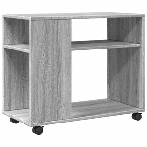 vidaXL Side Table with Wheels Grey Sonoma 70x35x60 cm Engineered Wood