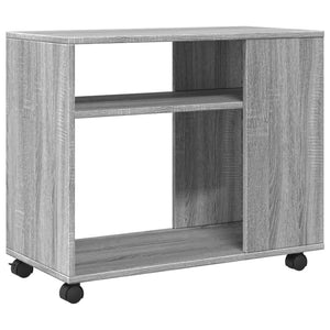 vidaXL Side Table with Wheels Grey Sonoma 70x35x60 cm Engineered Wood