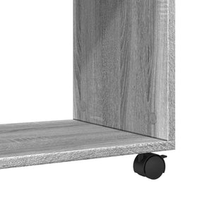 vidaXL Side Table with Wheels Grey Sonoma 70x35x60 cm Engineered Wood