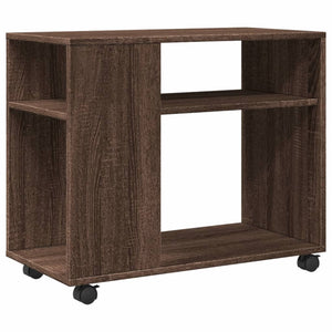 vidaXL Side Table with Wheels Brown Oak 70x35x60 cm Engineered Wood