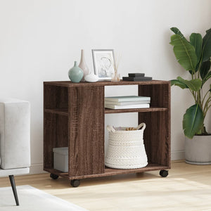 vidaXL Side Table with Wheels Brown Oak 70x35x60 cm Engineered Wood