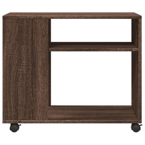 vidaXL Side Table with Wheels Brown Oak 70x35x60 cm Engineered Wood