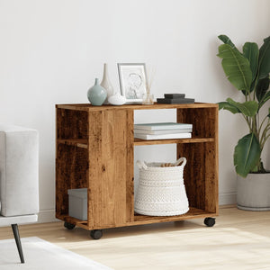 vidaXL Side Table with Wheels Old Wood 70x35x60 cm Engineered Wood