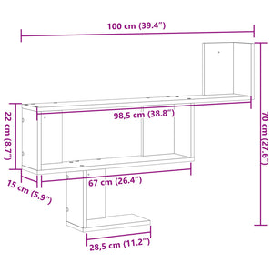 vidaXL Wall Shelf White 100x15x70 cm Engineered Wood