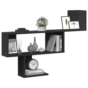 vidaXL Wall Shelf Black 100x15x70 cm Engineered Wood