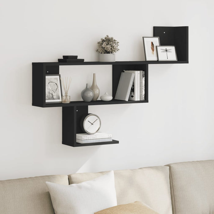 vidaXL Wall Shelf Black 100x15x70 cm Engineered Wood