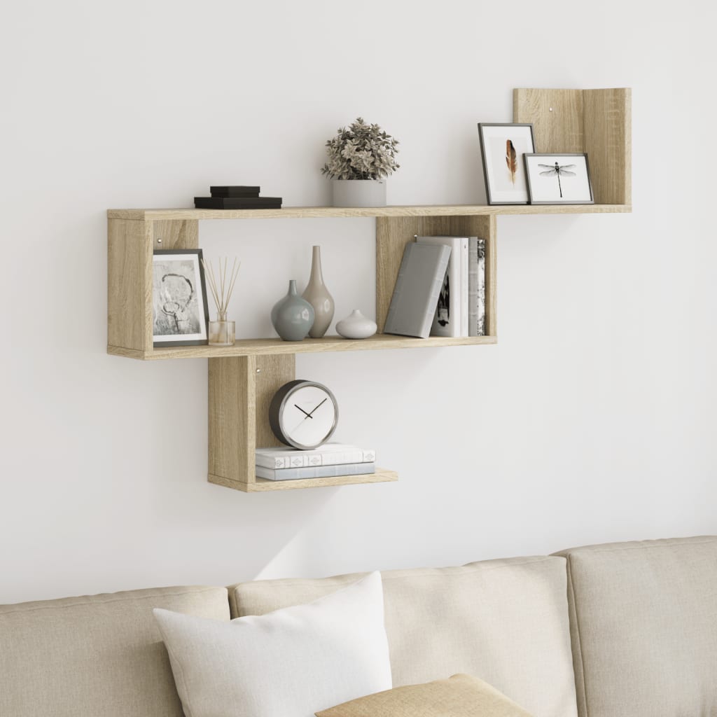 vidaXL Wall Shelf Sonoma Oak 100x15x70 cm Engineered Wood