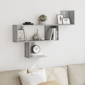 vidaXL Wall Shelf Grey Sonoma 100x15x70 cm Engineered Wood