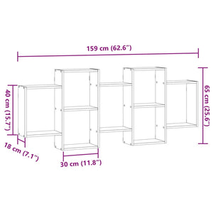 vidaXL Wall Shelf White 159x18x65 cm Engineered Wood